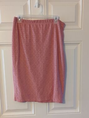 Rani Arabella Pink Eyelet Pencil Skirt